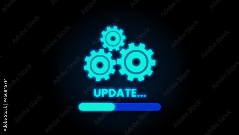 System software update or upgrade neon icon. Banner new update, Badge, sign. Motion graphics. System software update or upgrade neon icon. Banner new update, Badge, sign. Motion graphics.