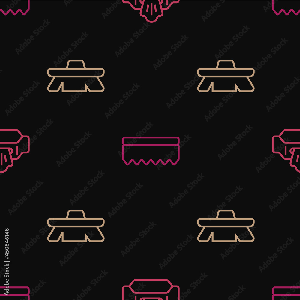 Set line Wet wipe pack, Brush for cleaning and Sponge on seamless pattern. Vector Set line Wet wipe pack, Brush for cleaning and Sponge on seamless pattern. Vector