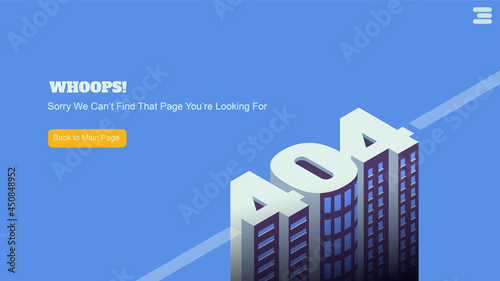 Landing Page Screen for 404 Error Page not found