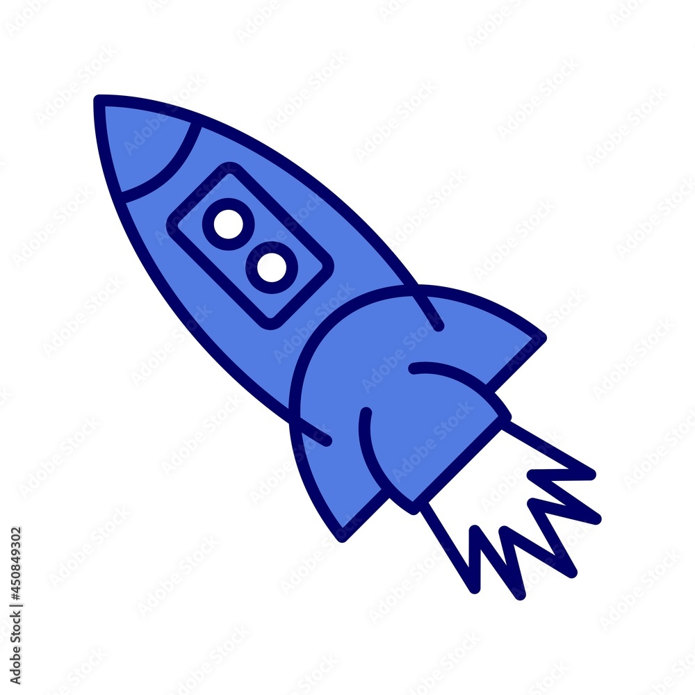 Fototapeta premium Rocket Blue Filled Vector Icon Design
