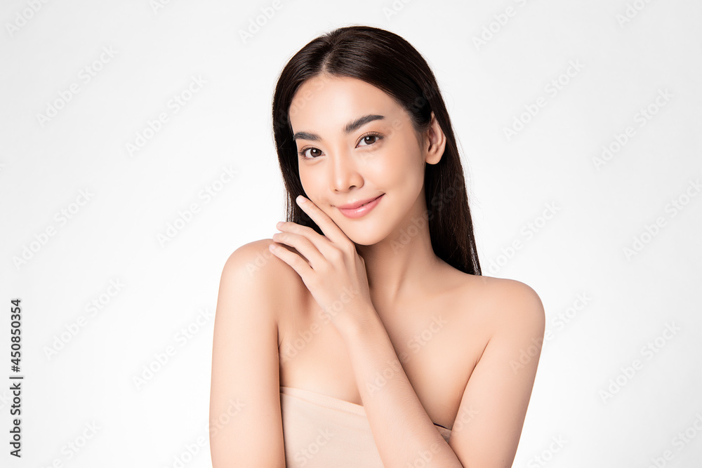 Beautiful young asian woman with clean fresh skin on white background, Face care, Facial treatment, Cosmetology, beauty and spa, Asian women portrait. Beautiful young asian woman with clean fresh skin on white background, Face care, Facial treatment, Cosmetology, beauty and spa, Asian women portrait.