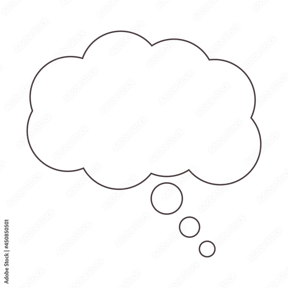 Dialog box icon. Stylish dream cloud for text drawn in black outline and isolated on white background. Dialog box icon. Stylish dream cloud for text drawn in black outline and isolated on white background.