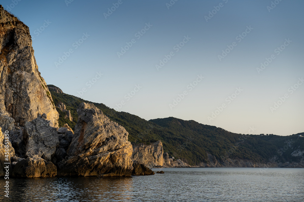 sunset on the coast of island