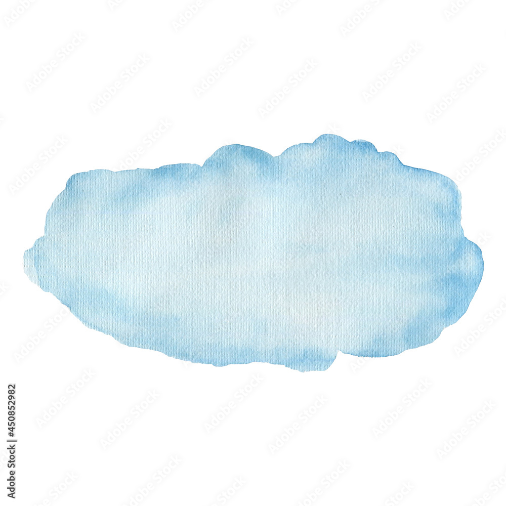 Watercolor blue spot isolated on white background.