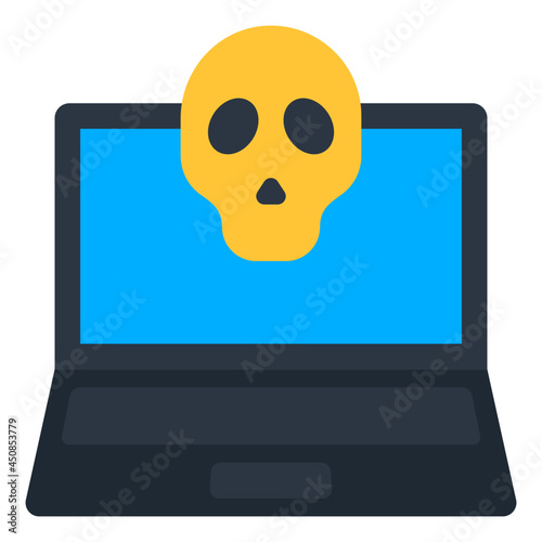 Skull with display screen showcasing laptop hacking