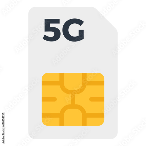 5g SIM card icon in flat design