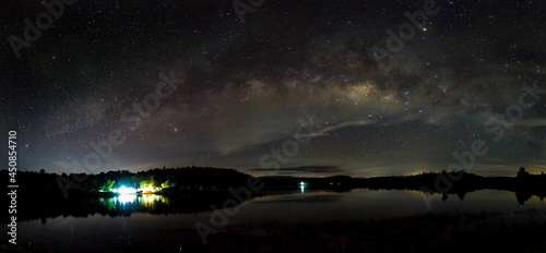 beautiful milky way in the dark night at Thailand