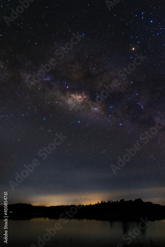 beautiful milky way in the dark night at Thailand