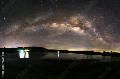 beautiful milky way in the dark night at Thailand