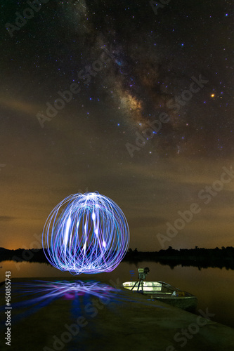 beautiful milky way in the dark night at Thailand