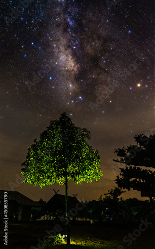 beautiful milky way in the dark night at Thailand