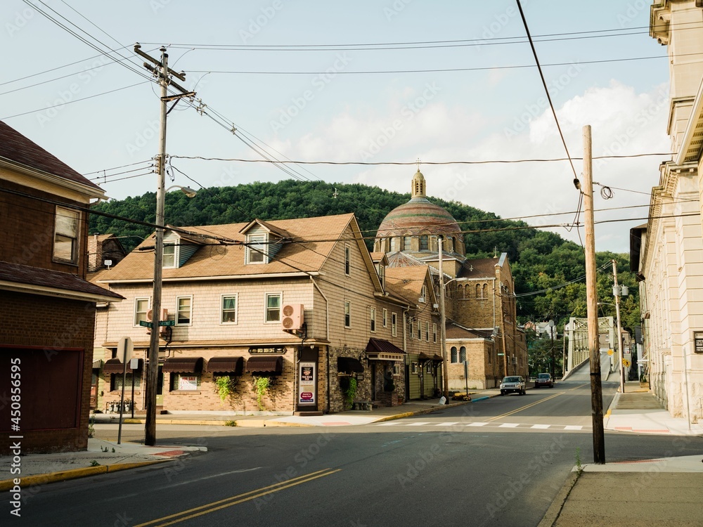 4th Street and the St. Marys Byzantine Catholic Church, in Cambria City Historic District, Johnstown, Pennsylvania