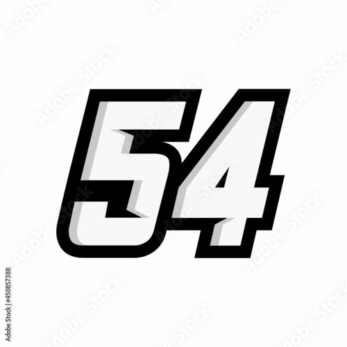 Racing number 54 logo on white background