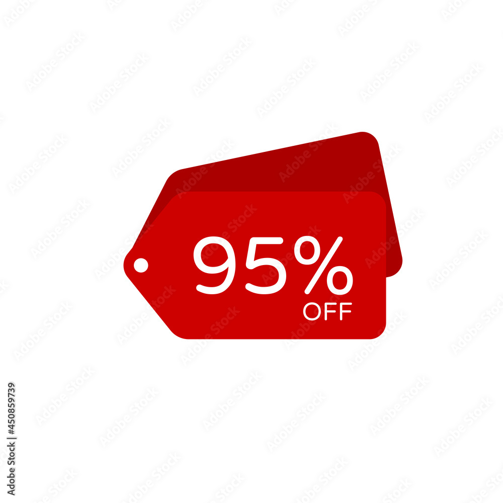 95 Percent Off, Discount Sign, Special offer price signs 95 Percent Off, Discount Sign, Special offer price signs