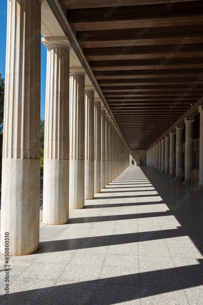Fototapeta premium symmetries and geometries and columns at the Agora of Athens in Greece