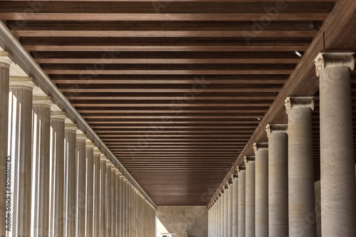 symmetries and geometries and columns at the Agora of Athens in Greece