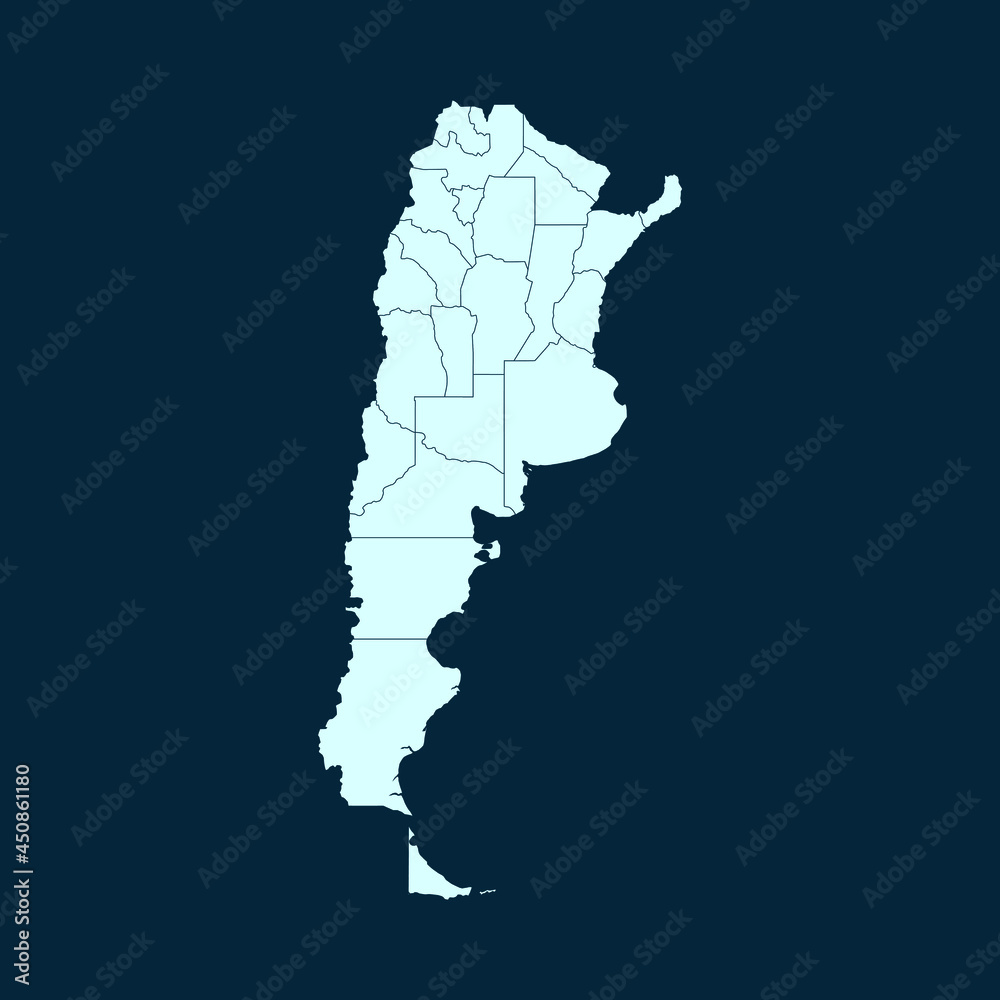 High Detailed Modern Blue Map of Argentina on Dark isolated background, Vector Illustration EPS 10