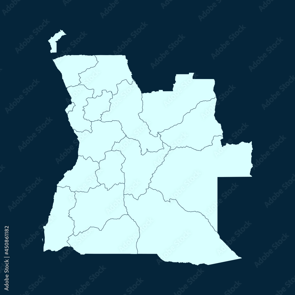 Fototapeta premium High Detailed Modern Blue Map of Angola on Dark isolated background, Vector Illustration EPS 10