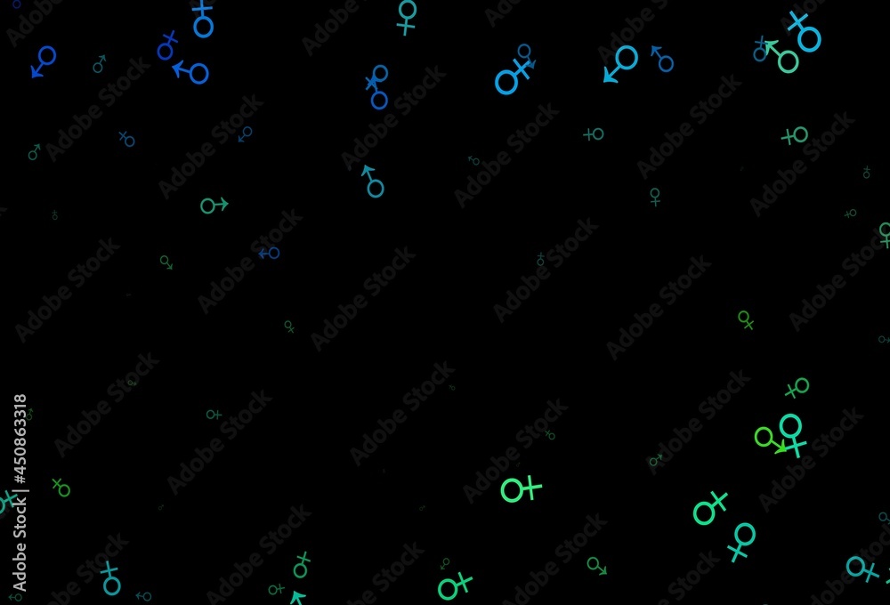 Dark blue, yellow vector pattern with gender elements. Dark blue, yellow vector pattern with gender elements.