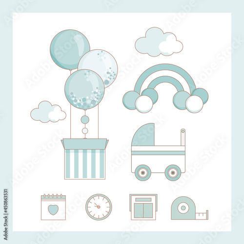 Cute baby card, height, weight, date of birth