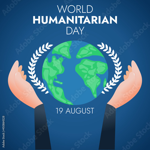 hand embracing the earth Globe suitable for World Humanitarian day illustration