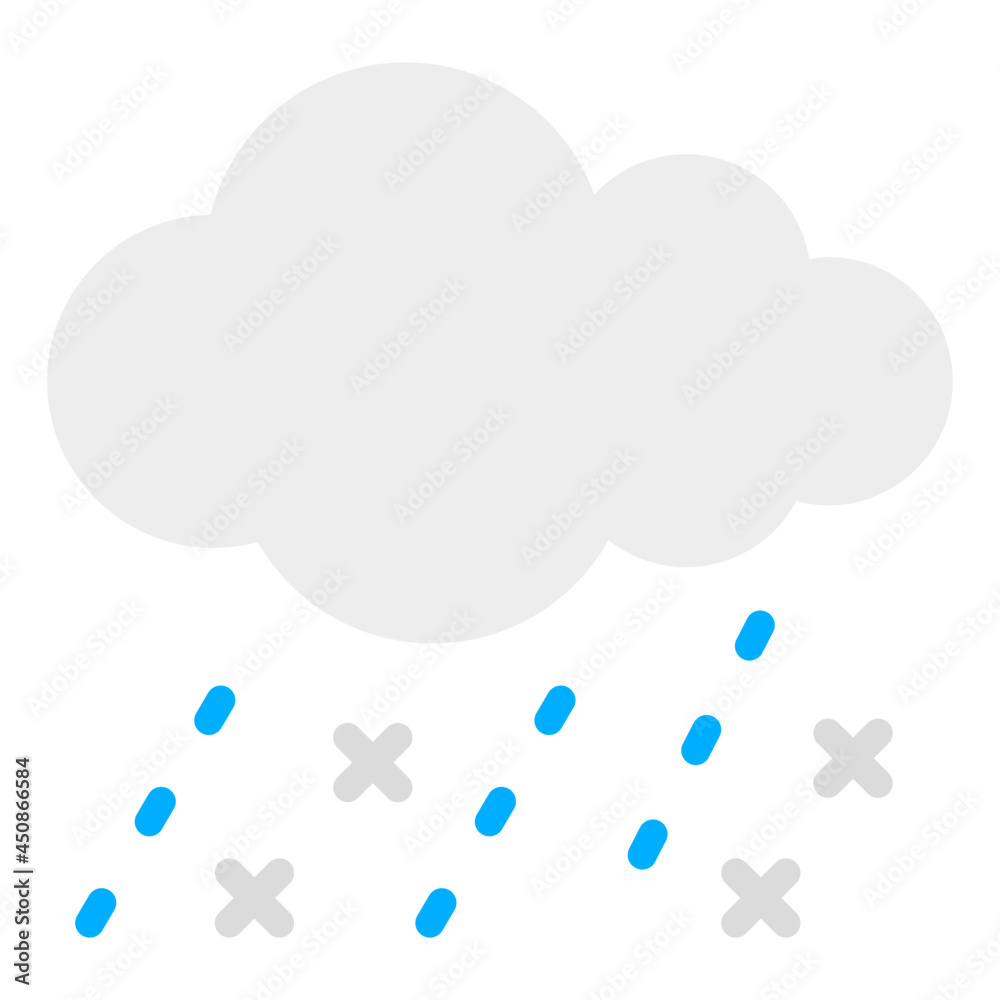 Cloud with raindrops, icon of rainfall Cloud with raindrops, icon of rainfall
