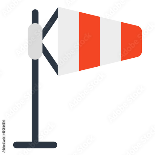 A flat design icon of windsock