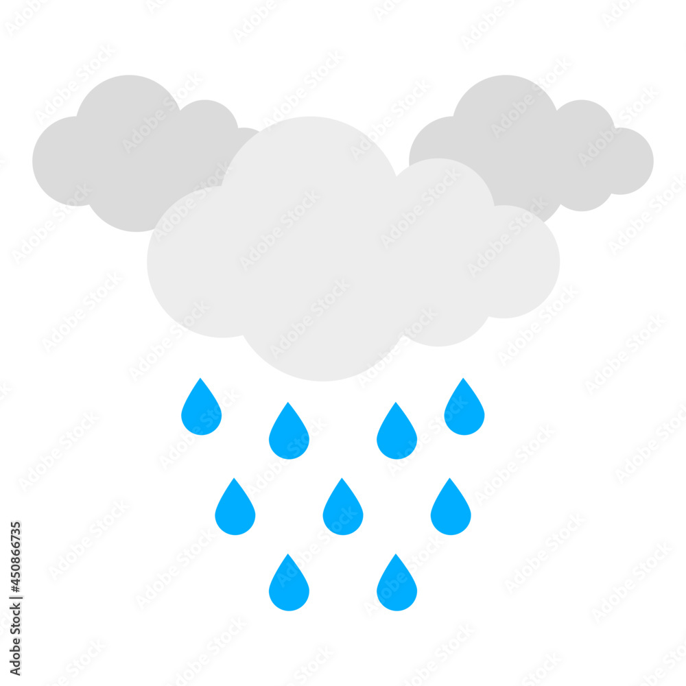 Cloud with raindrops, icon of rainfall Cloud with raindrops, icon of rainfall