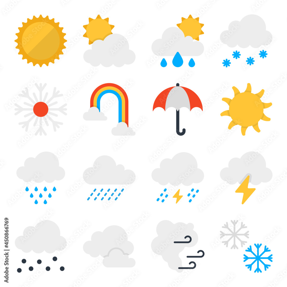 Pack of Weather Flat Icons