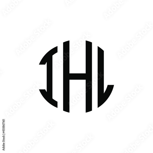 IHL letter logo design. IHL modern letter logo with black background. IHL creative  letter logo. simple and modern letter IHL logo template, IHL circle letter logo design with circle shape. IHL   photo