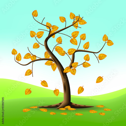 Autumn tree. Vector color realistic illustration
