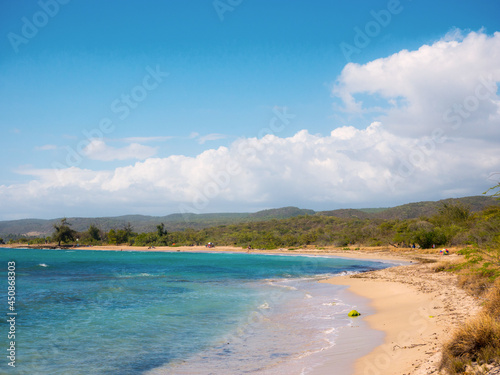 Fototapeta Naklejka Na Ścianę i Meble -  A beautiful day at the beach of Guanica Reserve in Puerto Rico.