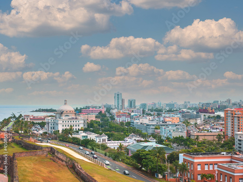 View of The Puerto Rico Capitol and San Juan from the fortification San Cristolbal