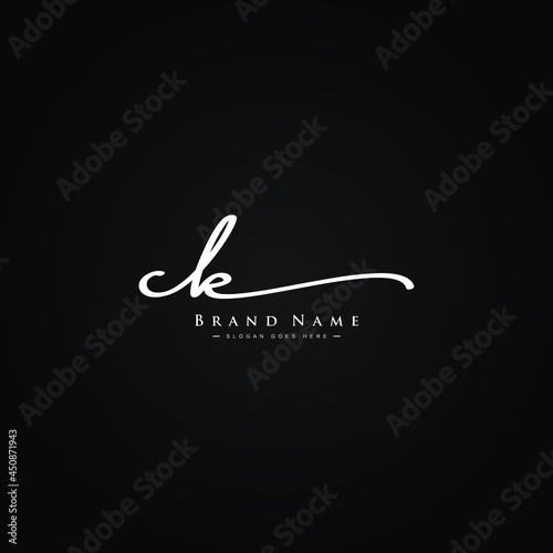 Initial Letter CK Logo - Handwritten Signature Style Logo photo