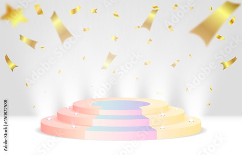 A pedestal or platform for honoring the winners. Vector illustration .	