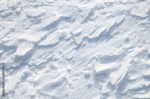 Ski tracks. Pattern on white snow