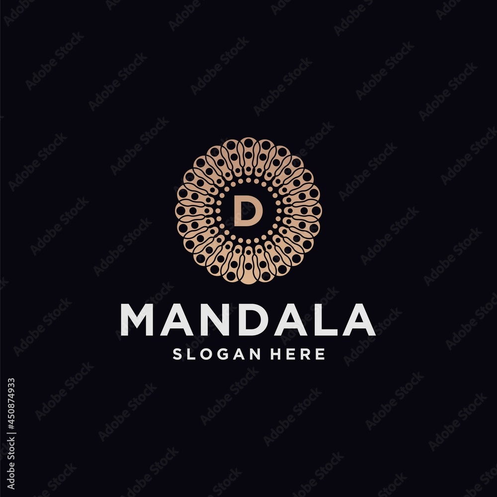 Mandala logo design template, mandala abstract symbol, luxury emblem, hotel, boutique, jewelry, oriental cosmetics with mandala concept Mandala logo design template, mandala abstract symbol, luxury emblem, hotel, boutique, jewelry, oriental cosmetics with mandala concept