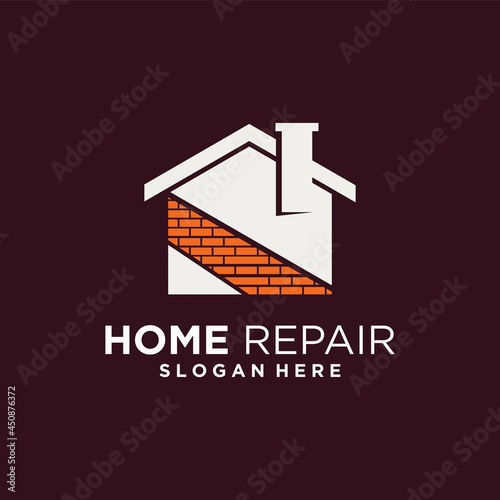 Home improvement logo template design, home renovation real estate home improvement company logo