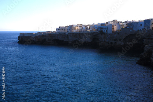 Polignano a mare overlooks the Adriatic Sea on a sunny October morning (Apulia, Italy)