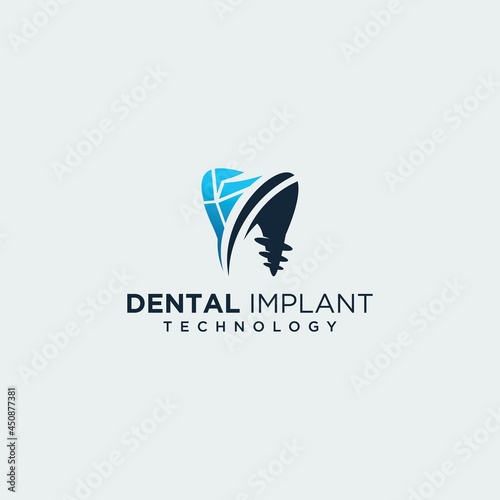 Dental implant clinic technology logo design vector dental implant logo modern dental logo icon