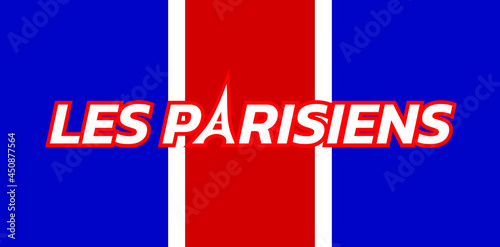 Quadro su tela Les Parisiens text red blue background modern concept vector template
