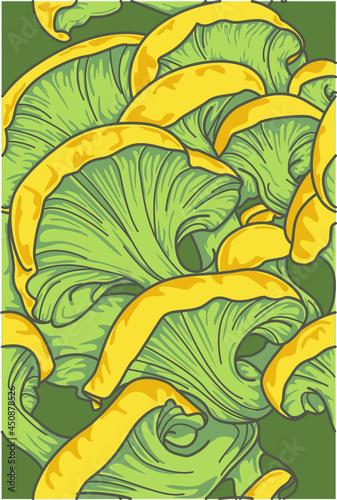 seamless background with yellow mushrooms