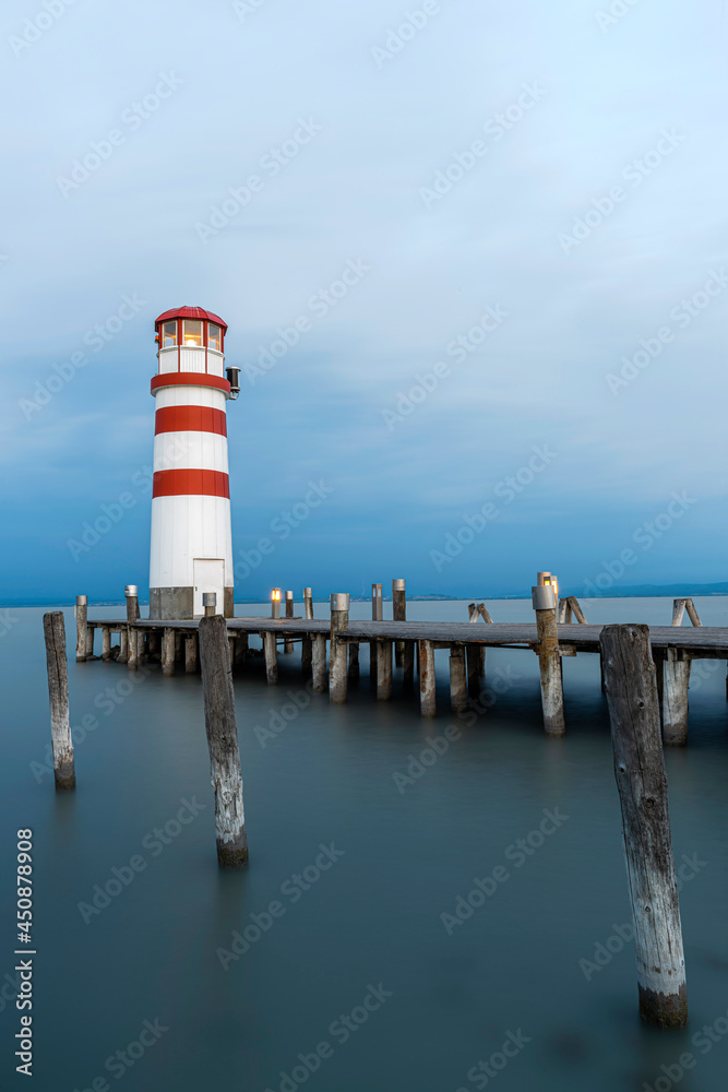 Podersdorf Lighthouse at Lake Neusiedler See at Sunrise  Burgenland, Austria