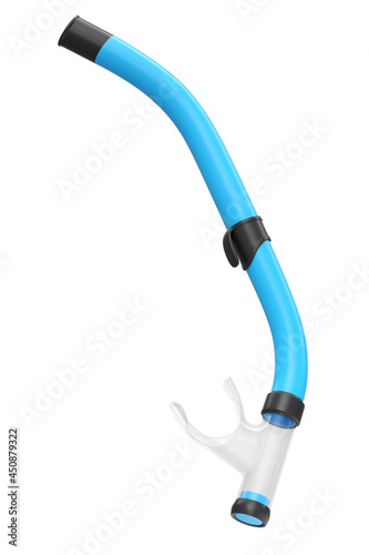 Blue snorkel for diving and swimming in the pool isolated on a white background