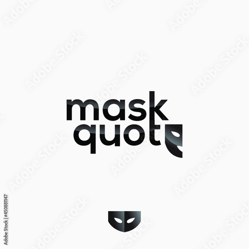 mask phantom and quotes logo design. Vector icon illustration inspiration. unique icon black and white version
