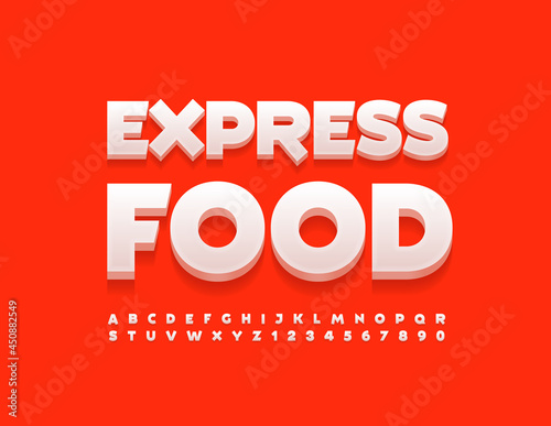 Vector business concept Express Food. Modern style Font. Trendy Alphabet Letters and Numbers set