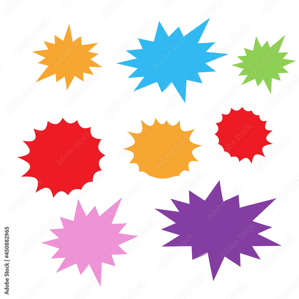 Starburst speech bubbles set. Bursting icon. Starburst isolated icons set Starburst speech bubbles set. Bursting icon. Starburst isolated icons set