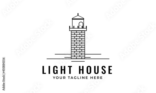 Light house simple line art logo design. Inspiration.