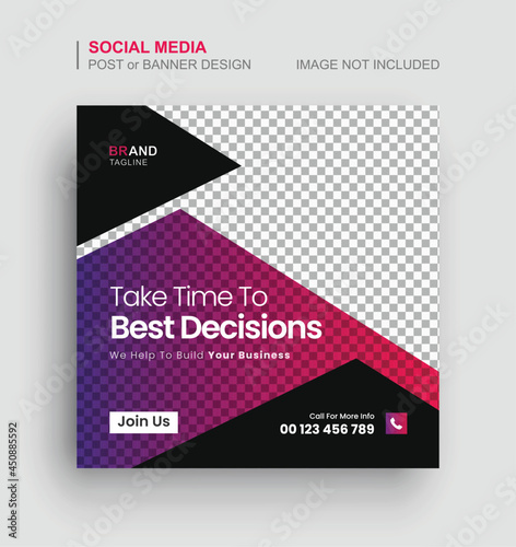 Digital marketing social media instagram post - Business social media post banner template - Corporate social media web banner design - Digital business marketing instagram and facebook post template