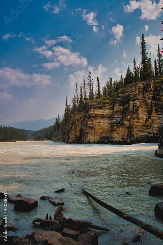 The river section of Athabasca Falls. Jasper AB Canada 